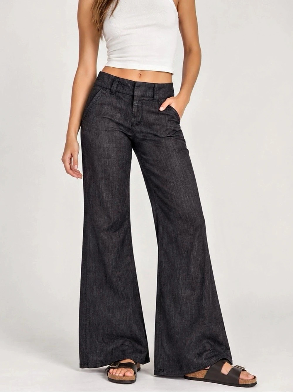 Billy Blues 6 Wide Leg Flare Trouser Jeans Pants Vintage NWOT Deadstock Black